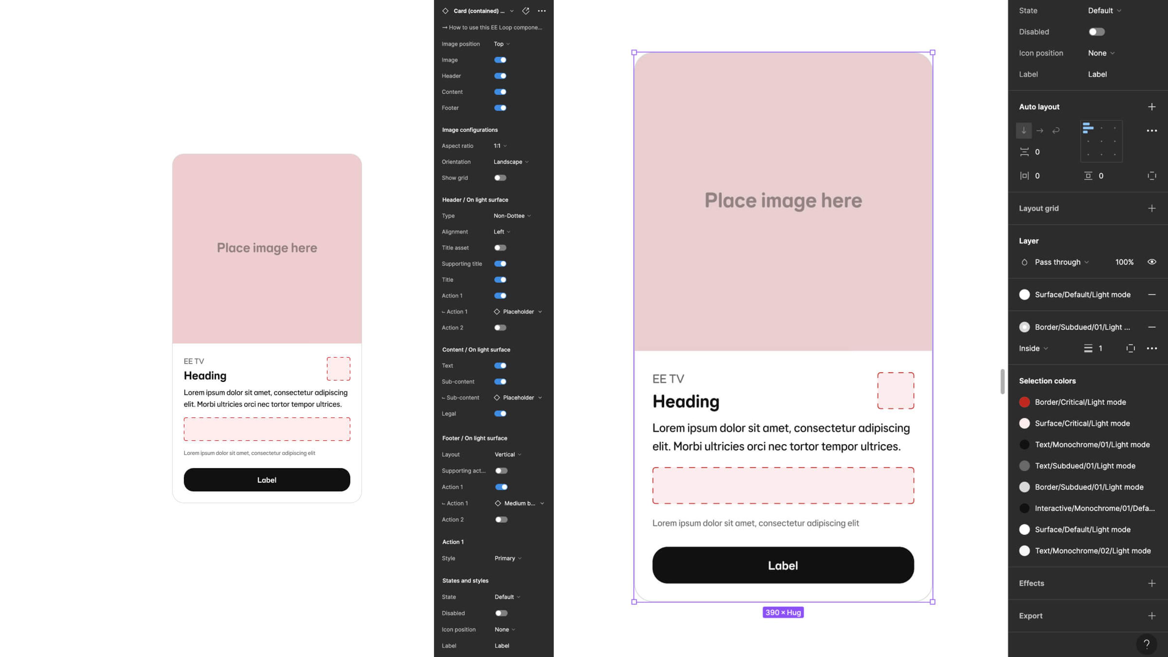 Tokens and configuration options built into the component